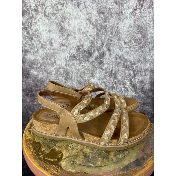 EuroSoft Gydeon Sandals Womens 8.5 Tan Gold Braided Cushioned Adjustable Beach - Picture 4 of 8
